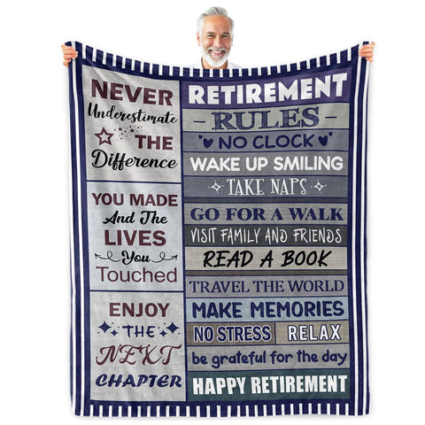 Sruemiul retirement blanket 50x60 on couch, cozy warmth for relaxation.