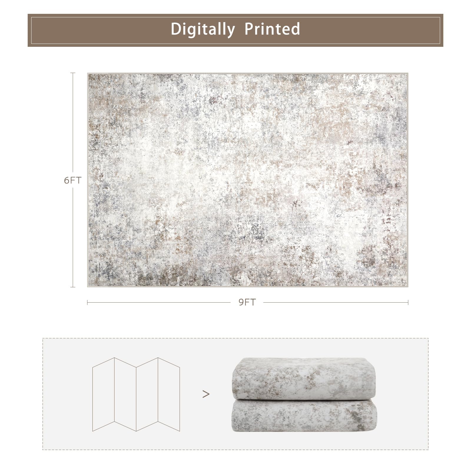 Srugn beige grey retro-design rug adds timeless style to space