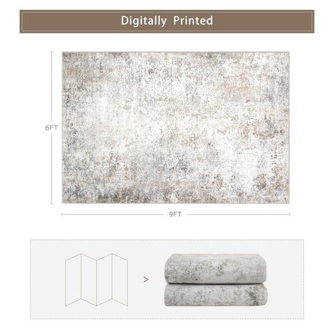 Srugn beige grey retro-design rug adds timeless style to space