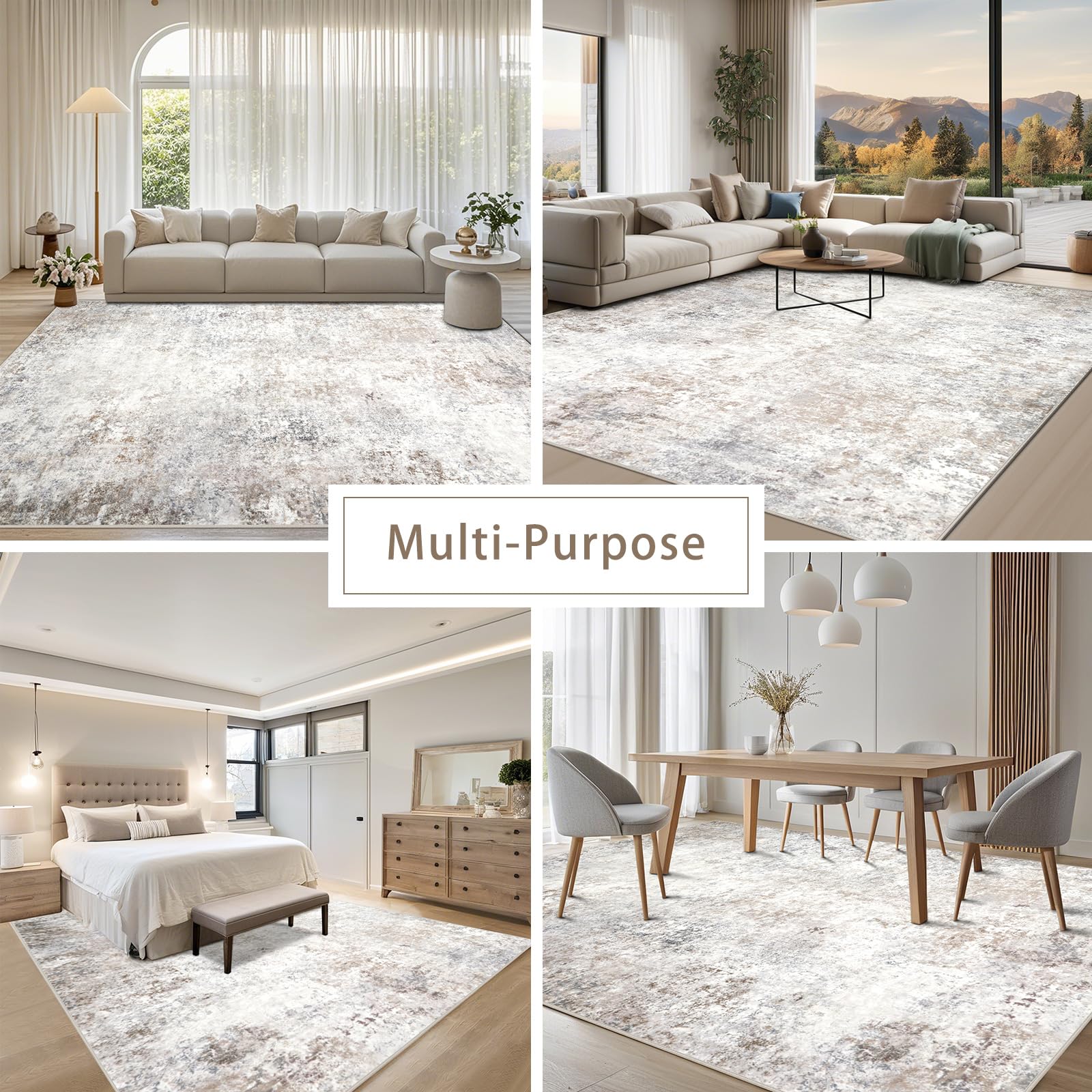 Srugn machine-washable 6x9 area rug simplifies cleaning routines