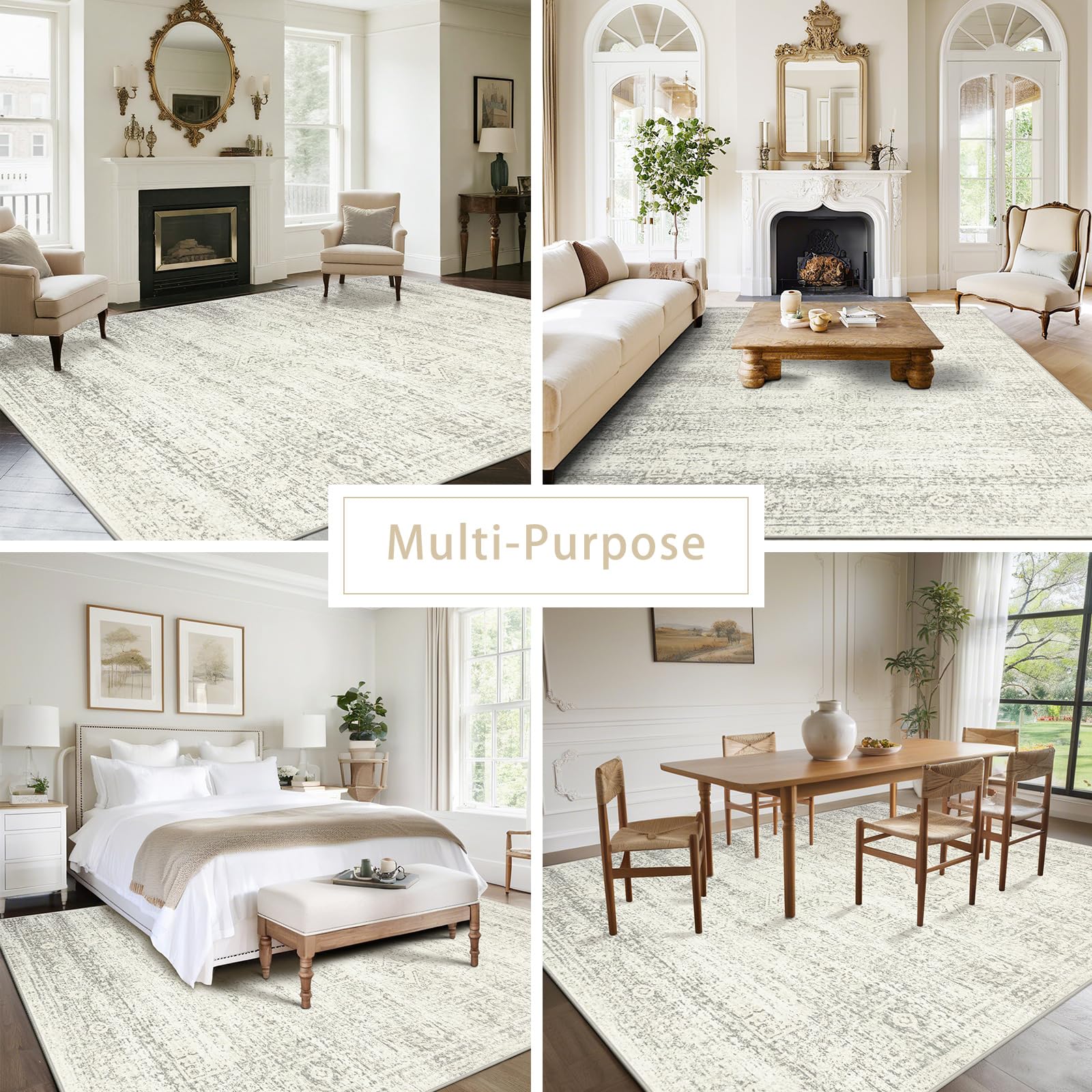 Srugn machine-washable area rug, easy cleanup for busy homes.