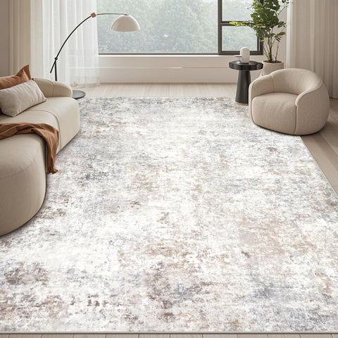 Srugn modern washable rug 9x12 beige grey for easy care and timeless style.