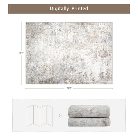 Srugn non-slip beige rug design prevents shifting in high-traffic rooms.