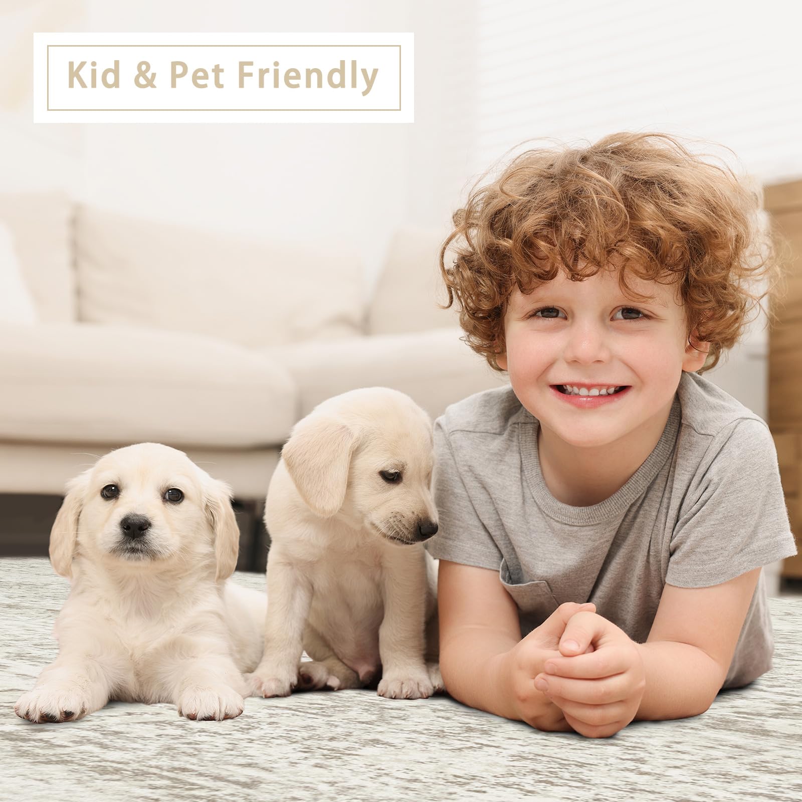 Srugn non-slip bottom rug on wooden floor, stays in place in high-traffic areas.