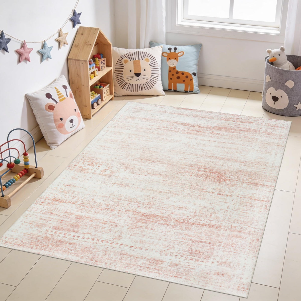 Srugn washable rug 4x6 with soft texture for cozy barefoot comfort.