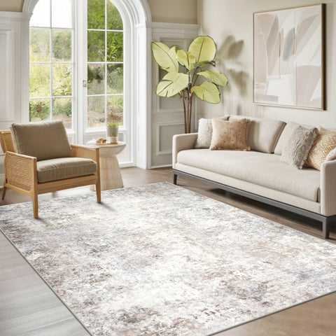 Srugn washable rug 5x7 in beige-cream texture for cozy living spaces.