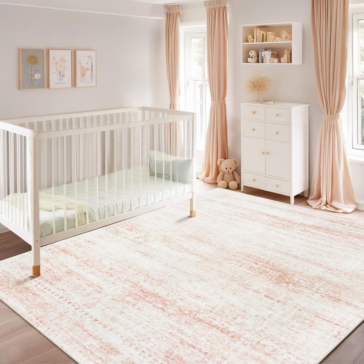 Srugn washable rug 6x9 close-up texture adds ultra-soft warmth for barefoot comfort.