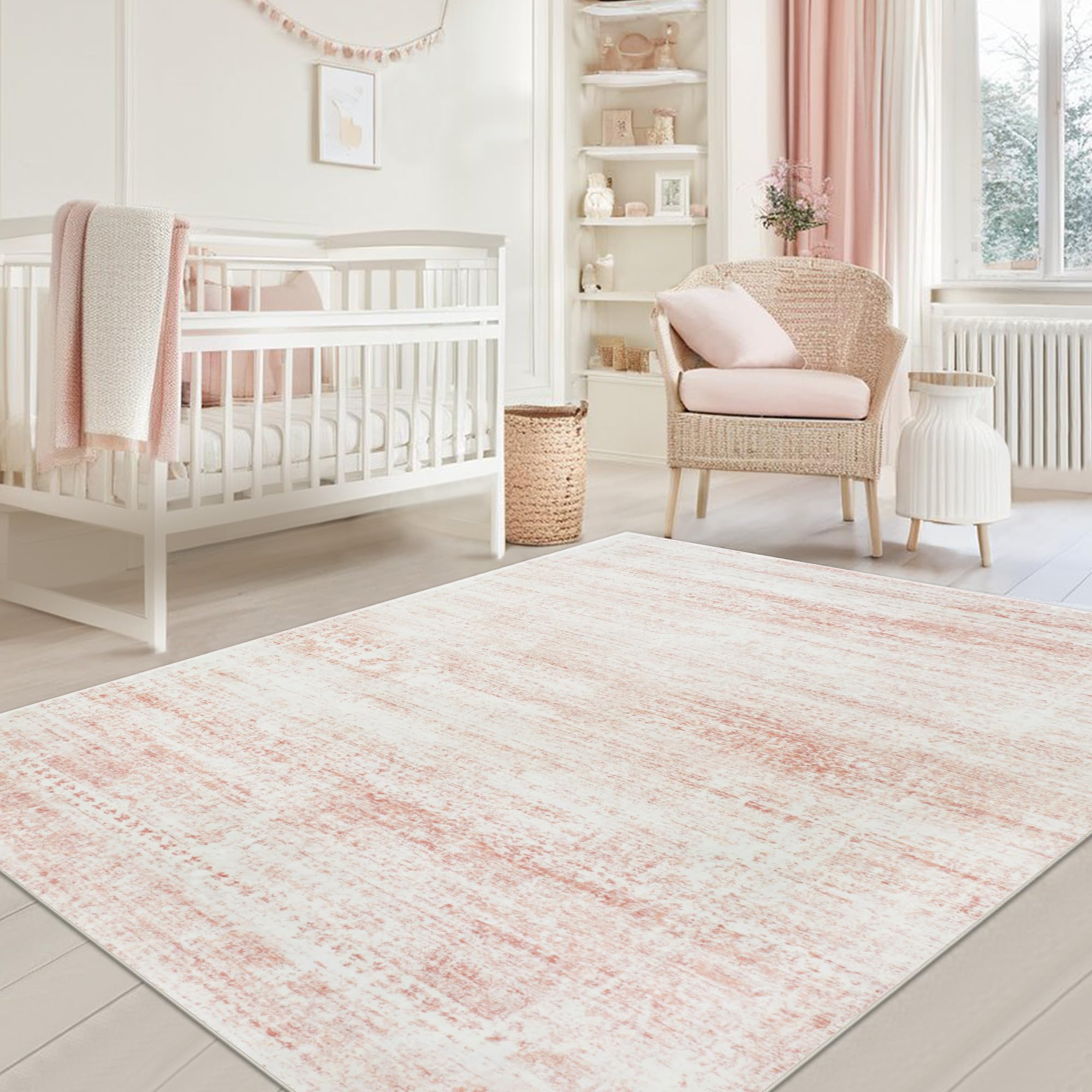 Srugn washable rug in living room with plush cushioning for comfort