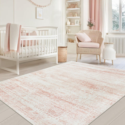 Srugn washable rug in living room with plush cushioning for comfort