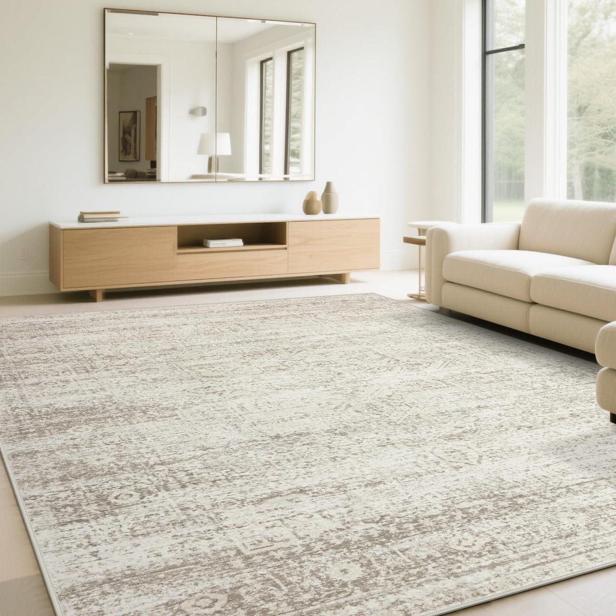 Srugn 6x9 cushioned texture for cozy barefoot comfort in living spaces