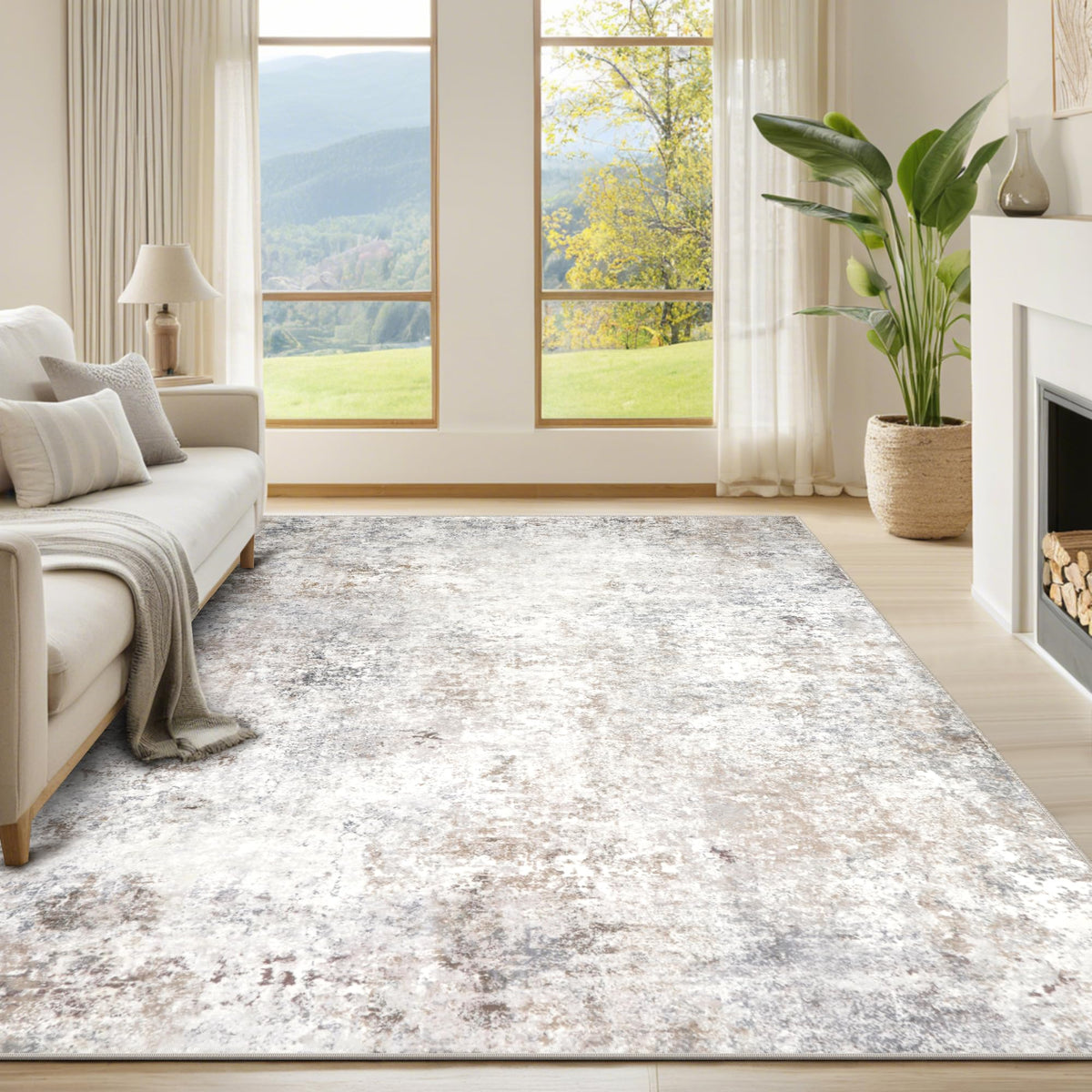 Srugn 6x9 washable living room rug showing plush surface for daily comfort