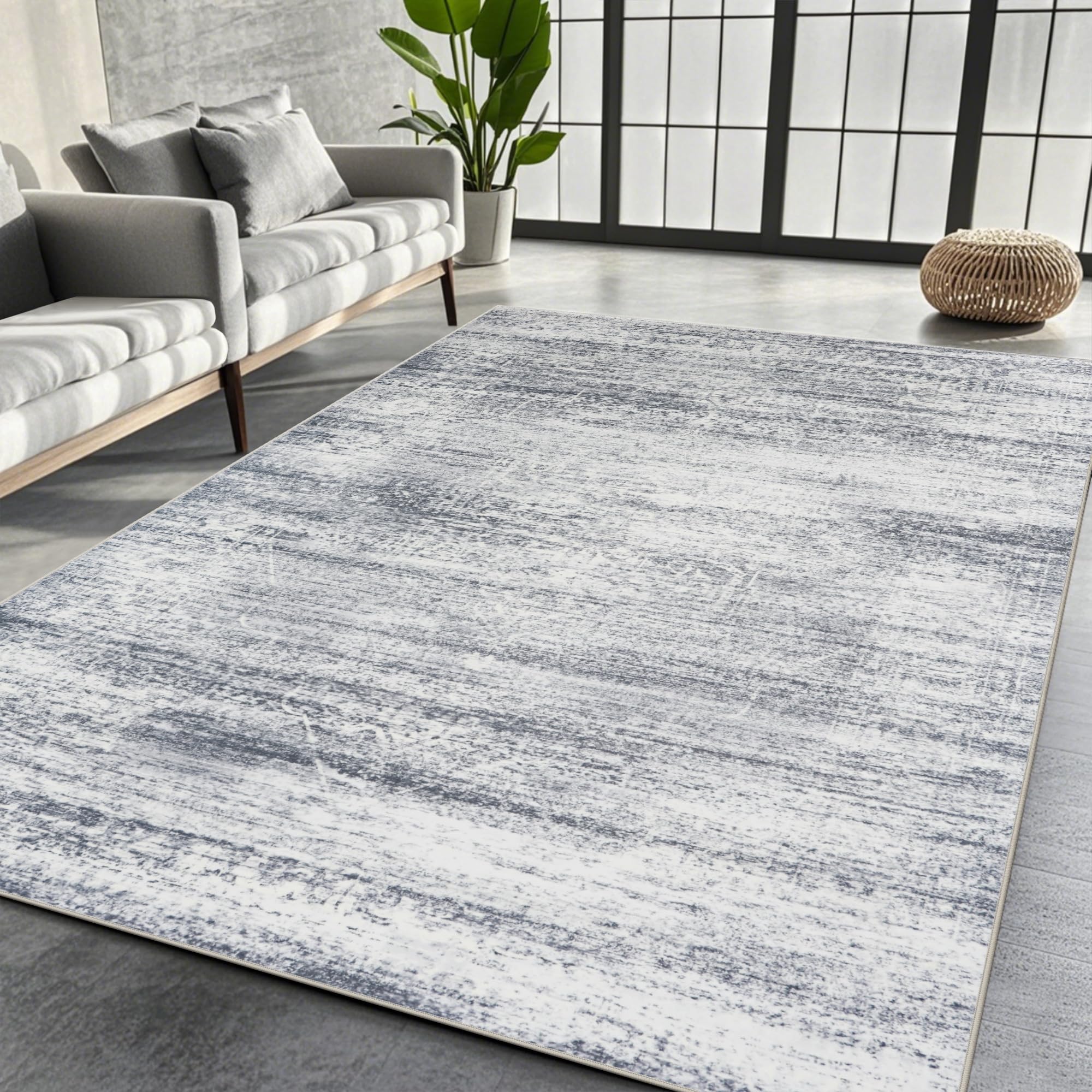 Srugn washable rug 8x10 living room, ultra-soft texture for comfortable underfoot