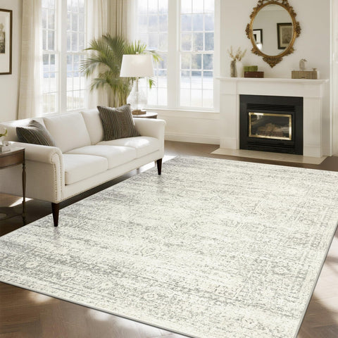 Srugn washable 8x10 rug in living room setting, soft underfoot and easy to maintain.