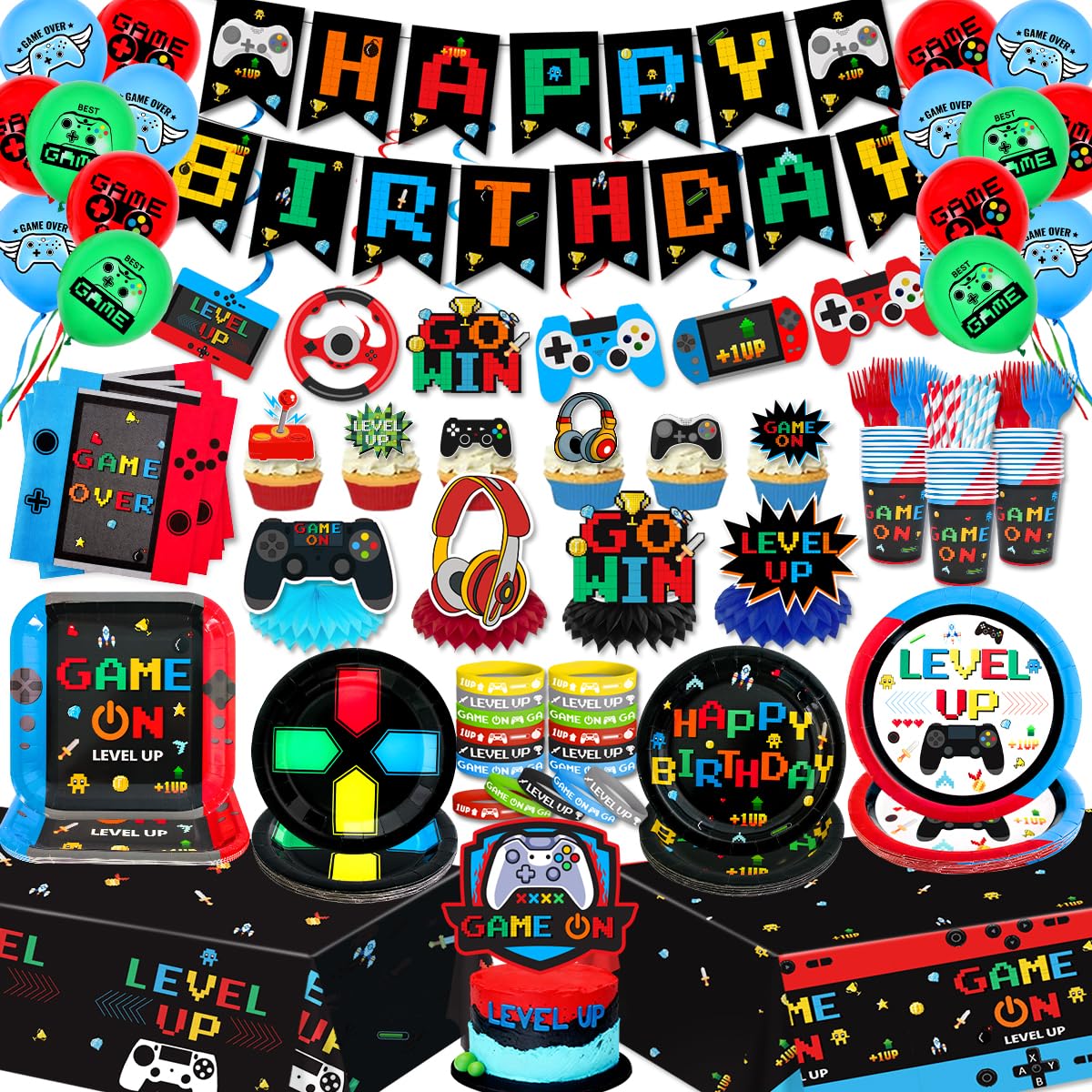 ssailue decor gamer banner decor to kick off a fun gaming birthday party