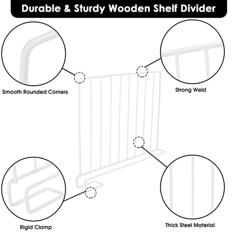 Close up of SSAWcasa adjustable dividers on shelf for flexible spacing
