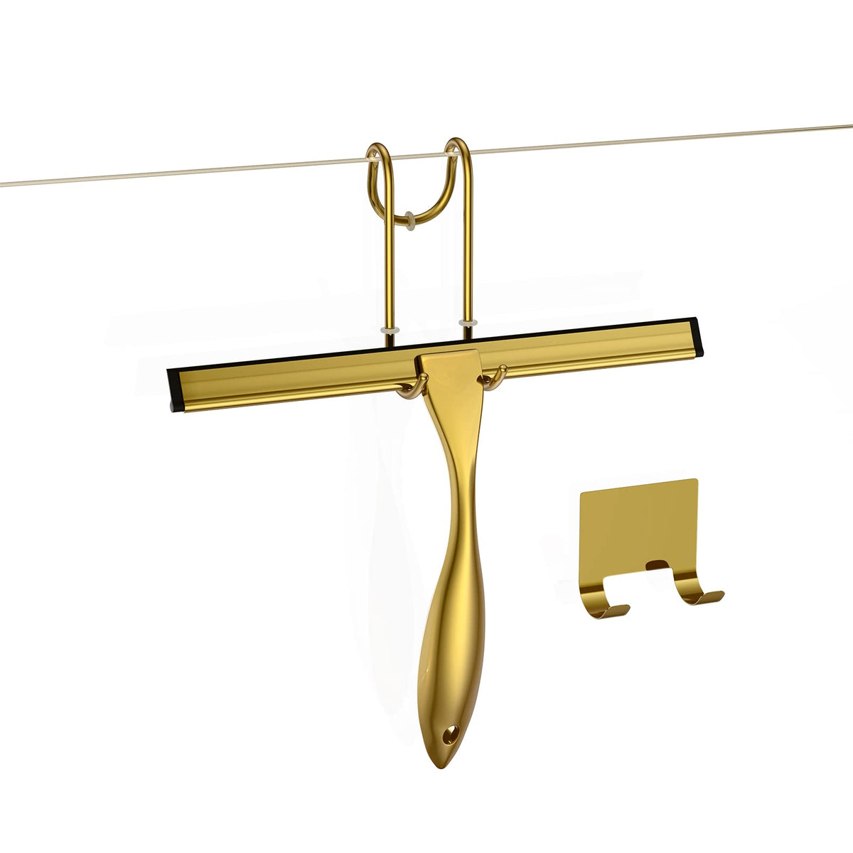 SSTOOHL shower squeegee 10-inch gold for streak-free bathroom cleaning on glass surfaces