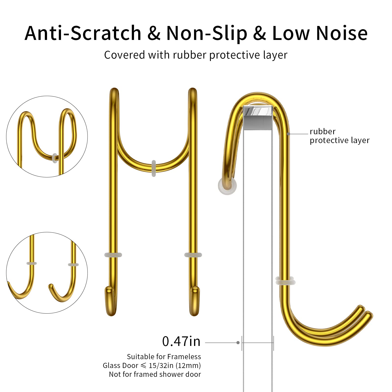 SSTOOHL S-shape hanger hook stores the squeegee on frameless doors