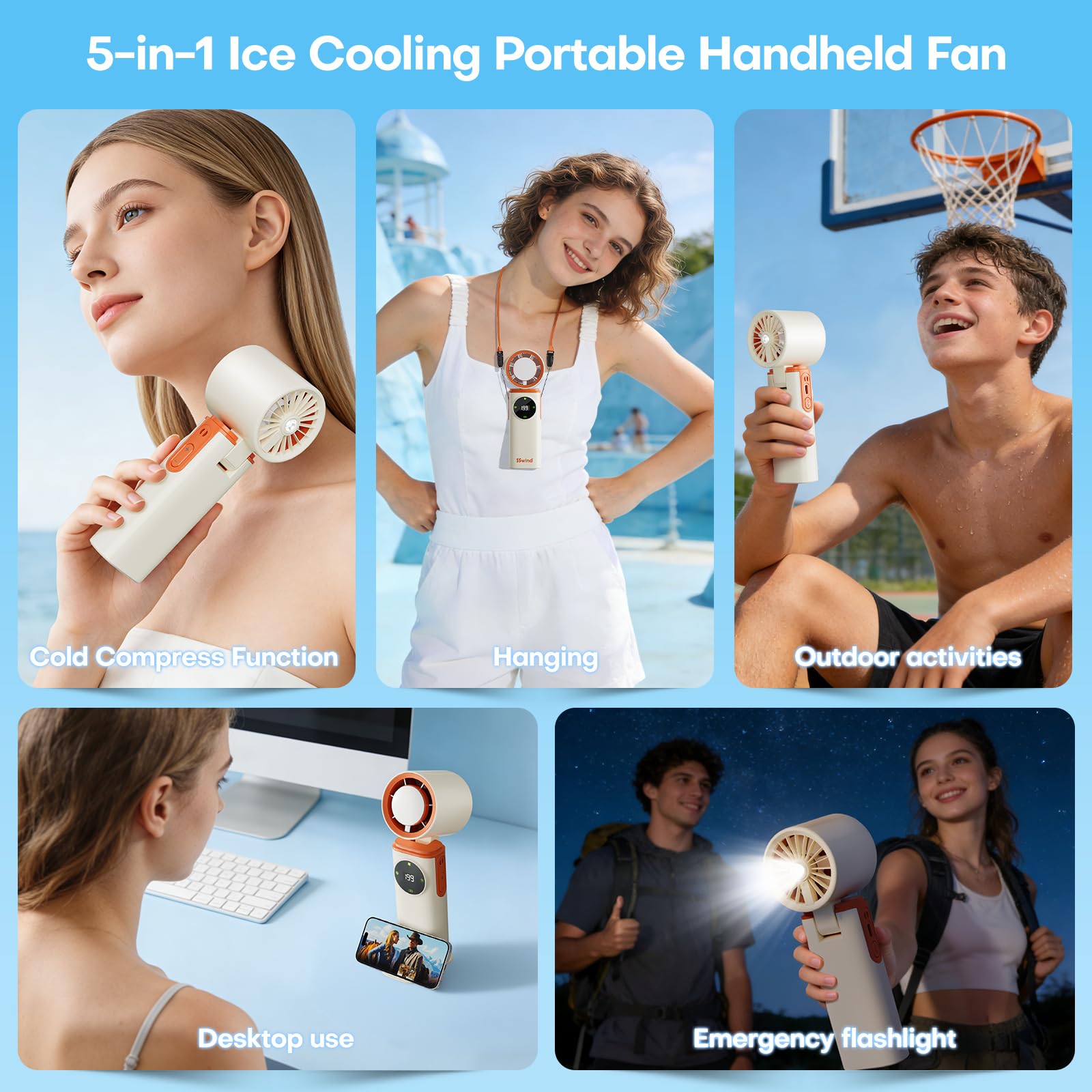 SSWind neck-lanyard hands-free option keeps you cool while moving.