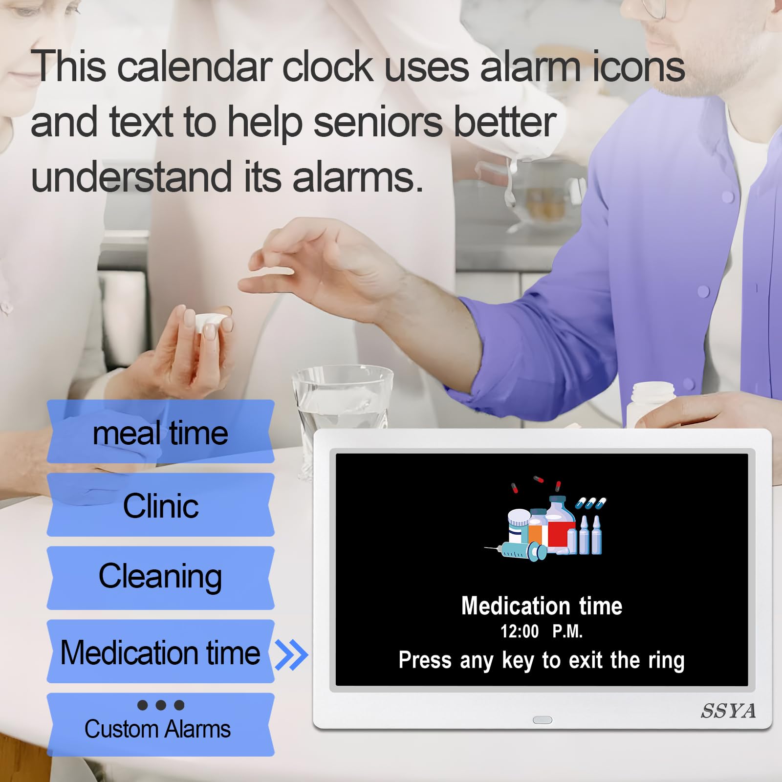 SSYA Dementia Clock automatically adjusts DST for year-round accuracy