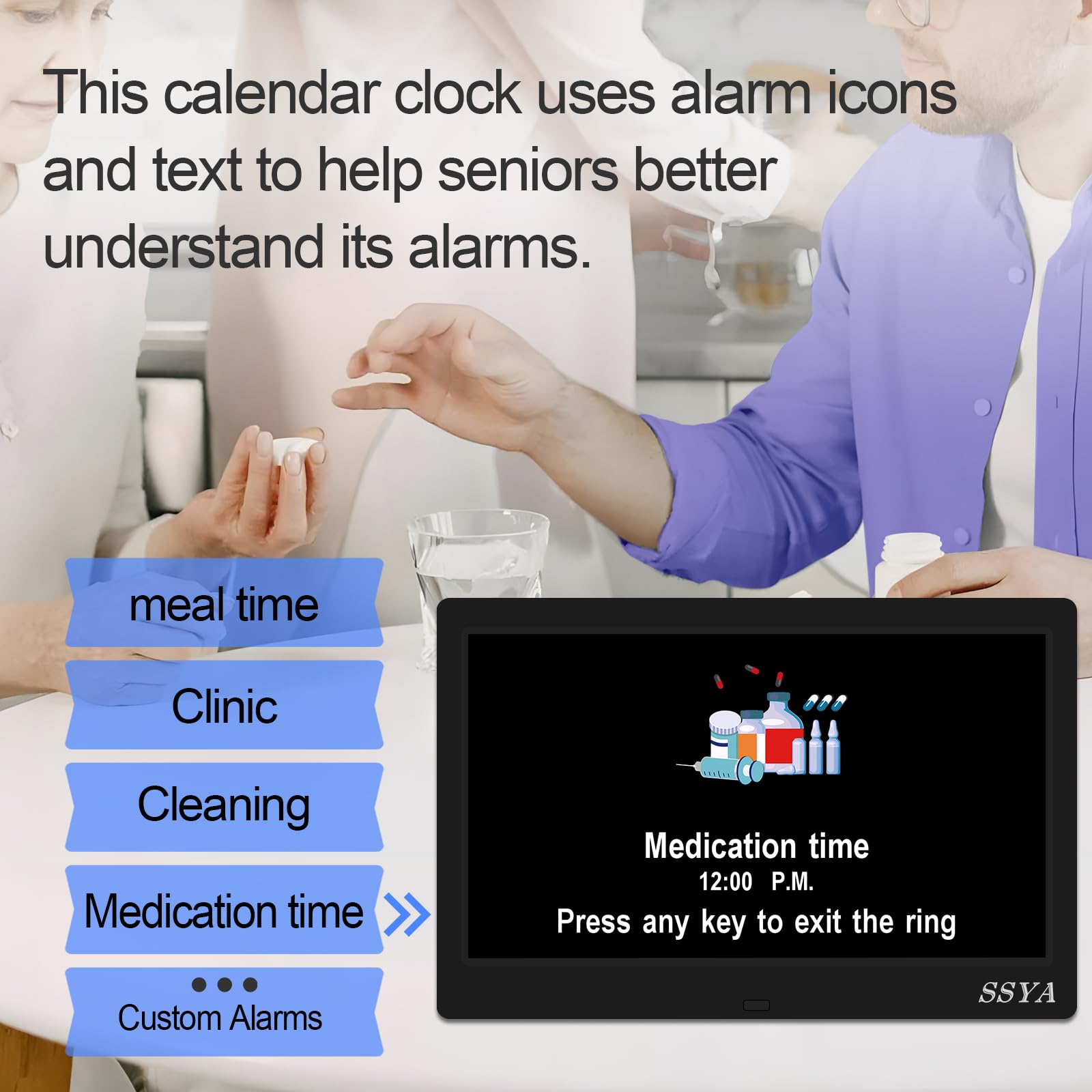 SSYA Dementia Clock DST auto automatically adjusts time for daylight saving