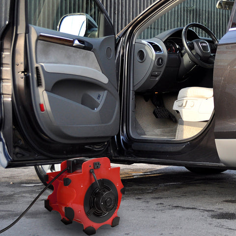 Stalwart blower carry handle for easy relocation.