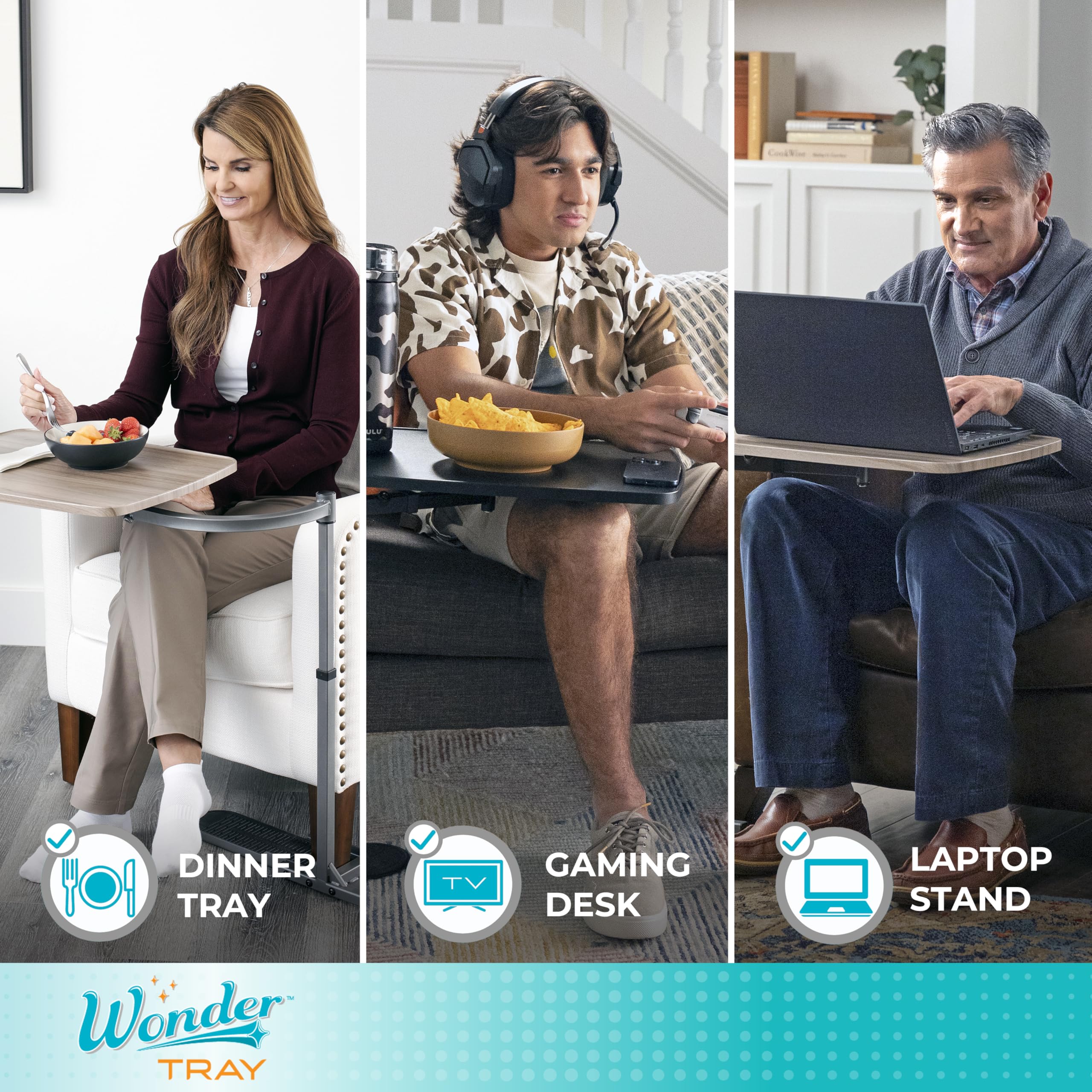 Stander Wonder Tray 360 degree swivel for flexible positioning beside seating