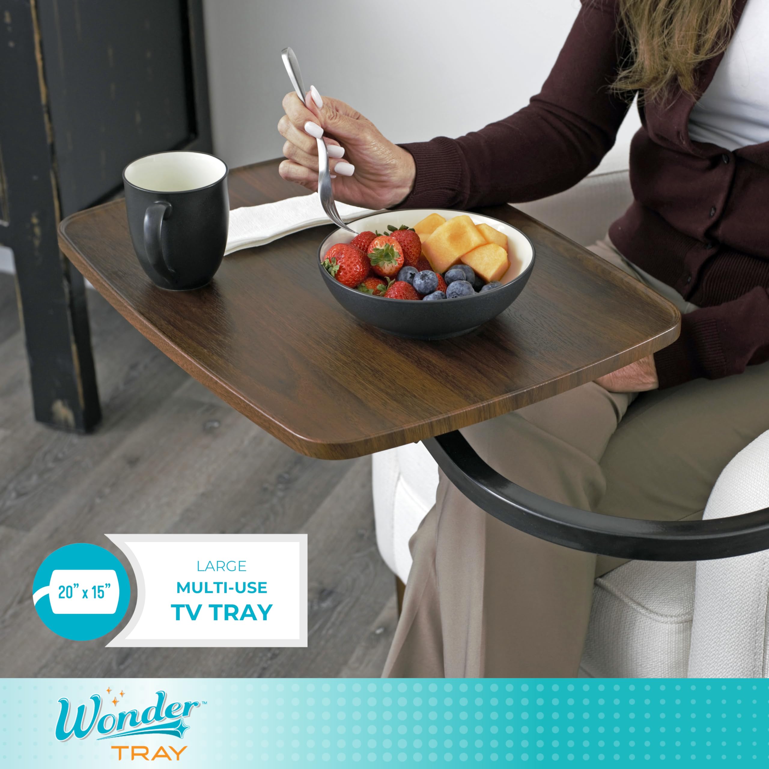 Stander Wonder Tray fits most chairs and recliners for easy setup
