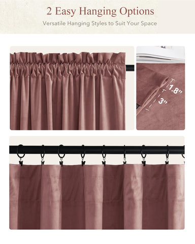 StangH Dusty Rose velvet curtains open view showcase fluid drape and ambient glow