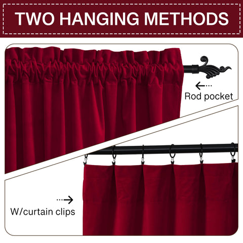 StangH Theater Red Velvet Curtains light blocked at window for privacy and cozy evenings.