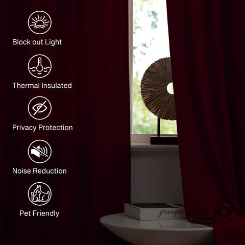 StangH Theater Red Velvet Curtains two-panel hanging setup offers versatile styling.