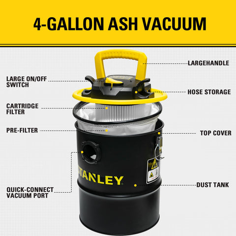 STANLEY ash vacuum aluminum wand delivers durable, heat-safe cleanup