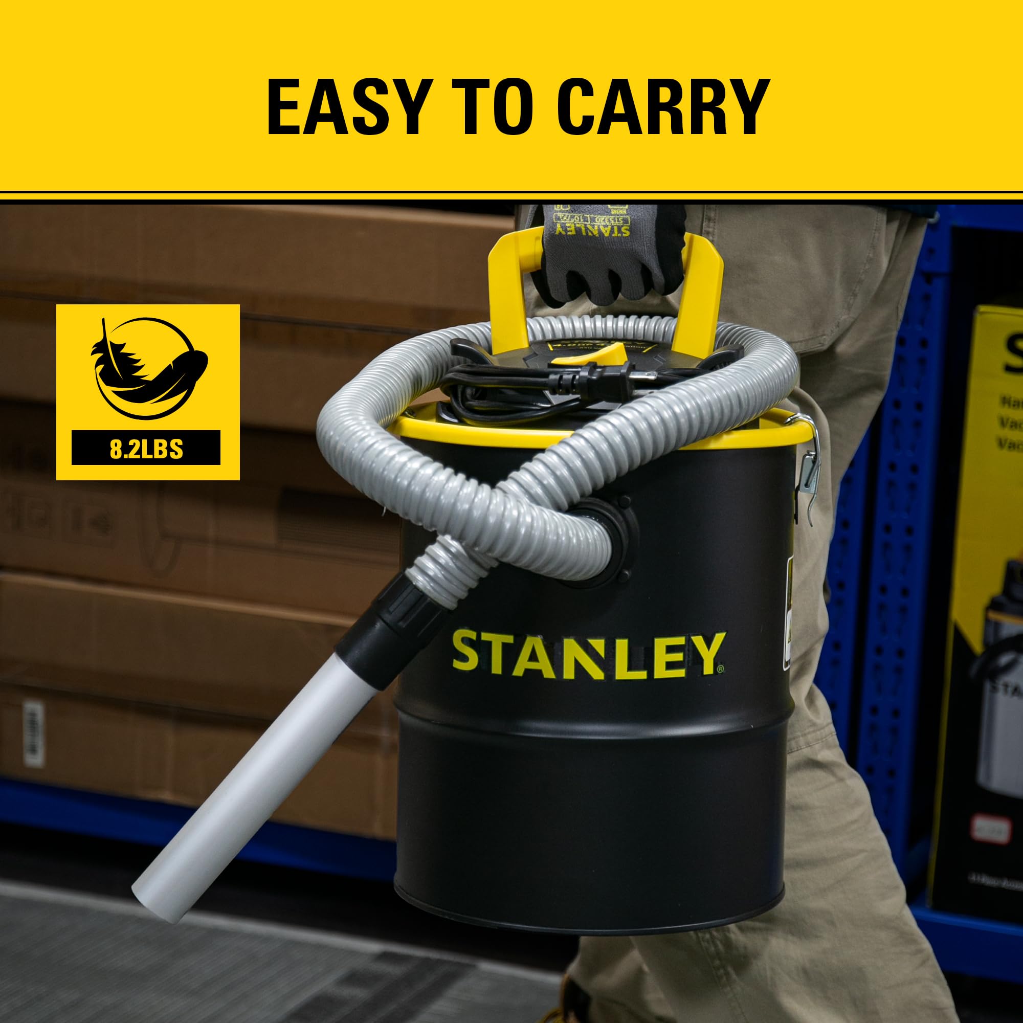 STANLEY ash vacuum supports dust-free cleanup after fires and grilling