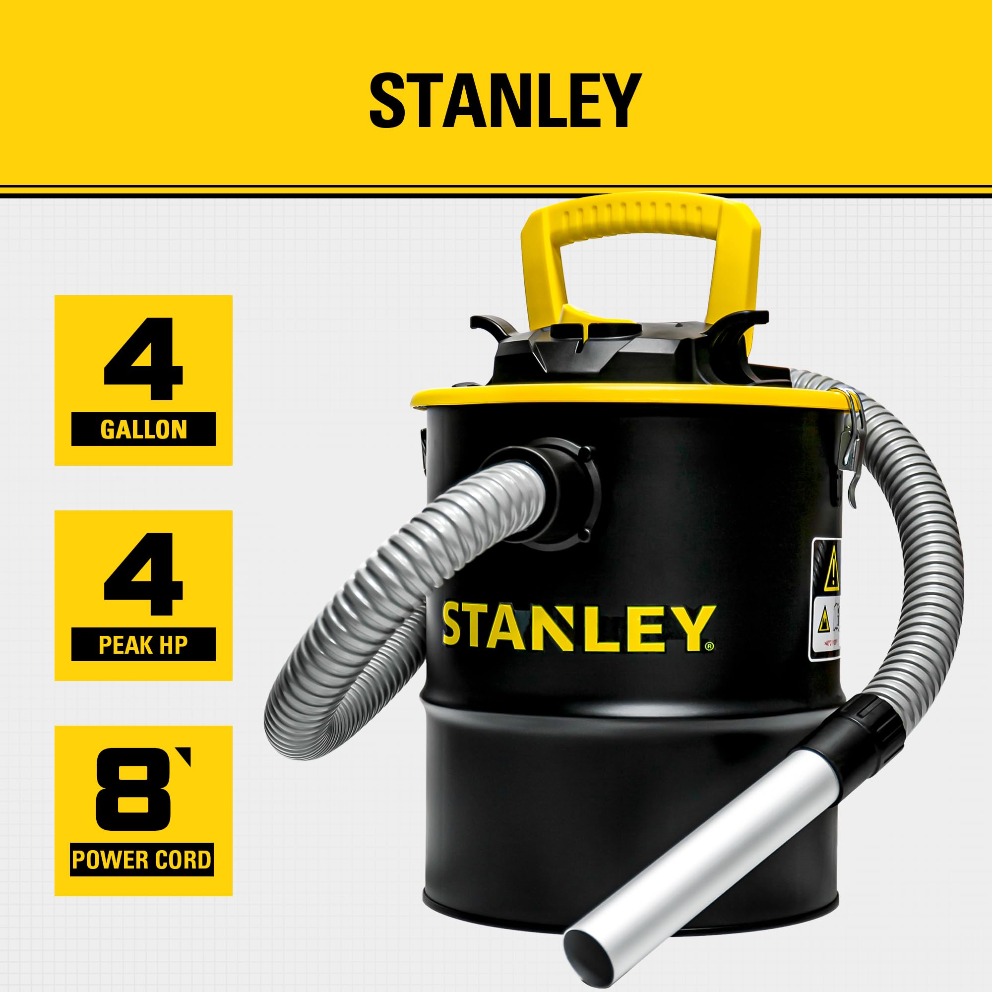 STANLEY ash vacuum hose extension enables reach for tight spots