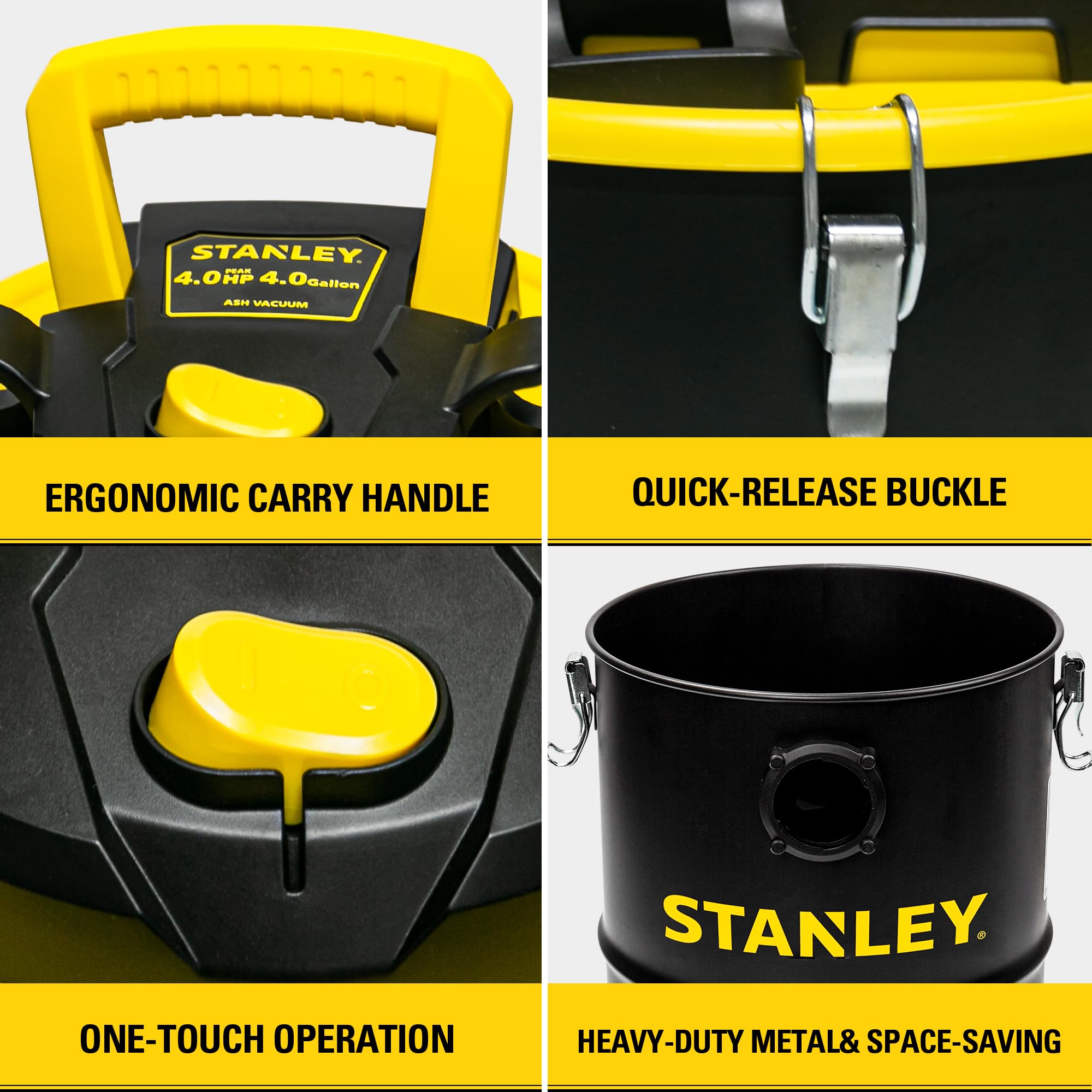 STANLEY ash vacuum in action tidies garages and patios