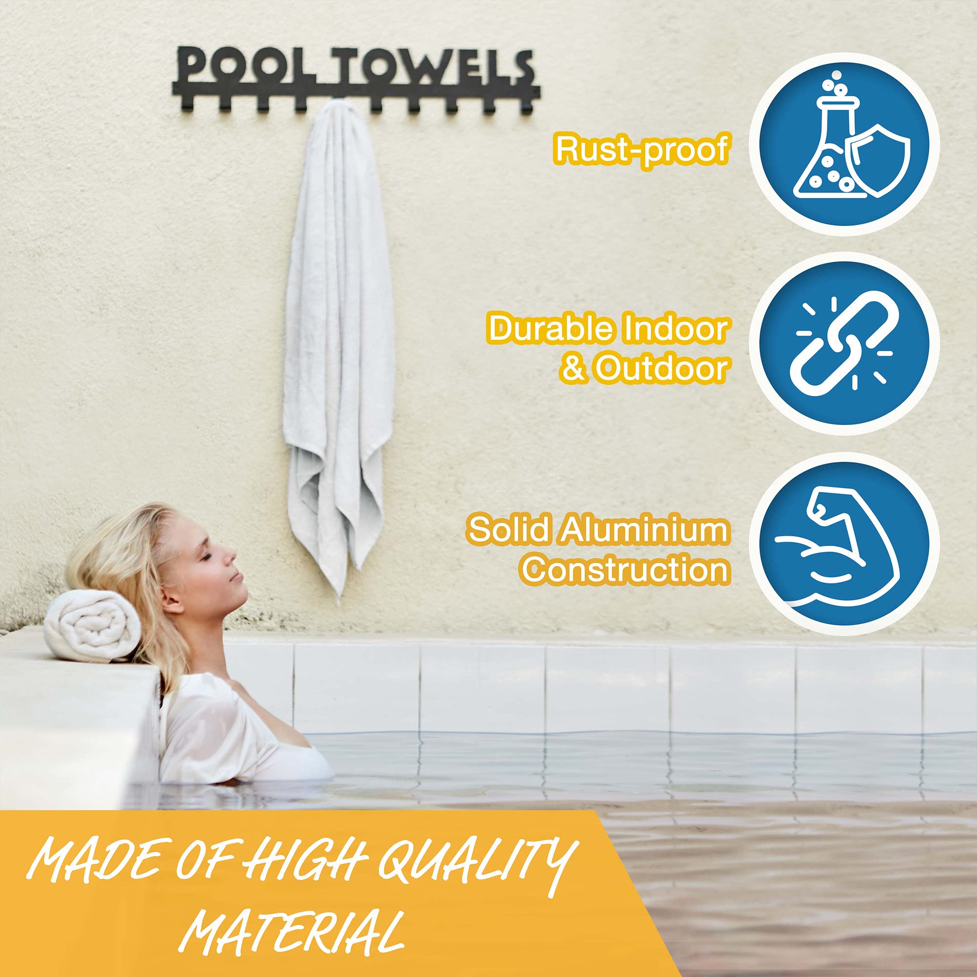 Star Splash large towel hooks keep bulky towels secure.