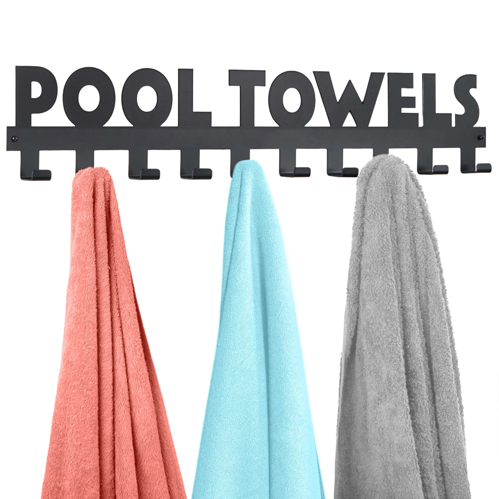 Star Splash pool towel rack holds 10 towels by the poolside.