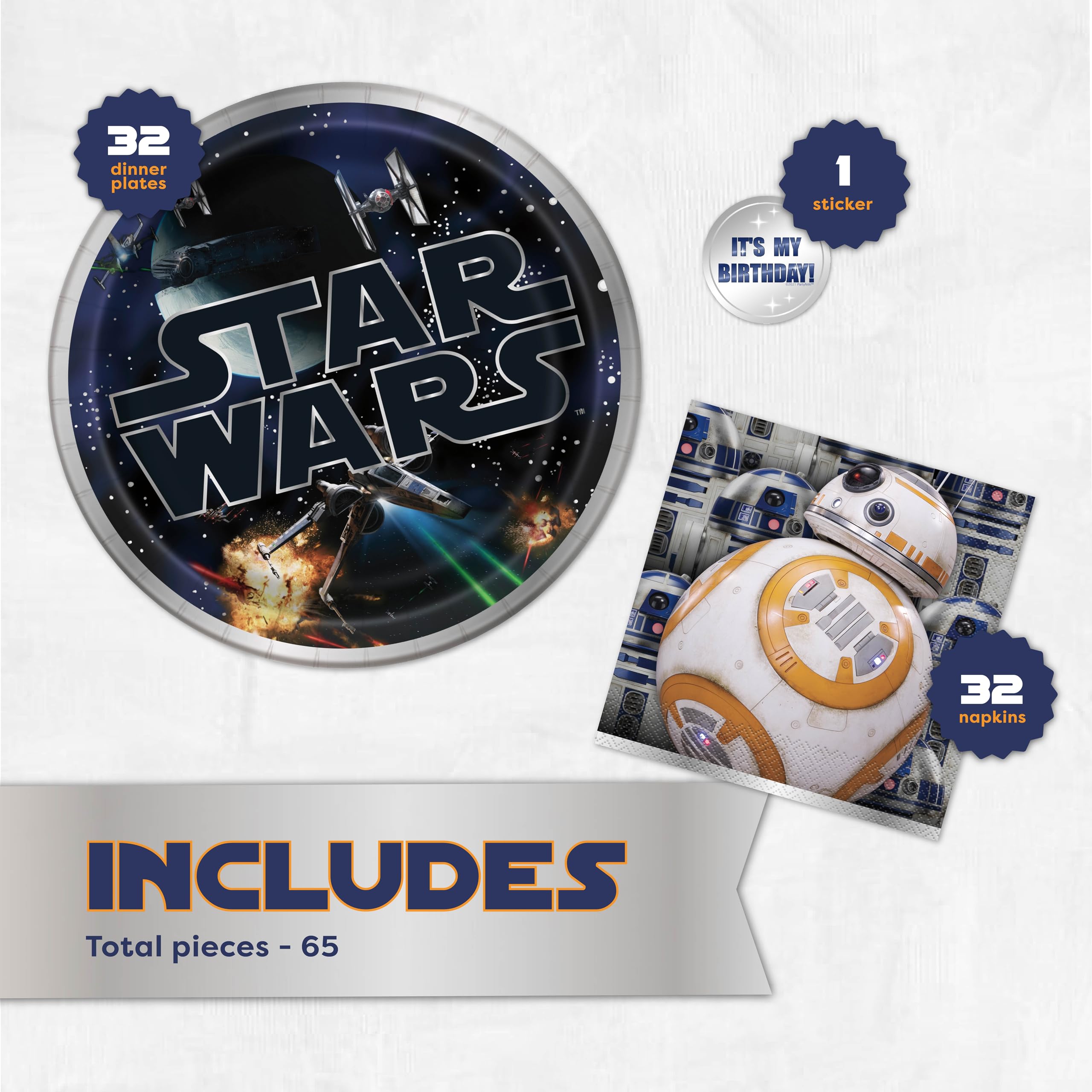Star Wars plates provide sturdy tableware for party foods.
