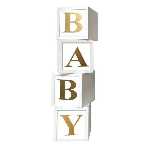 Staraise BabyShower boxes with Oh Baby letters glistening for a bright backdrop
