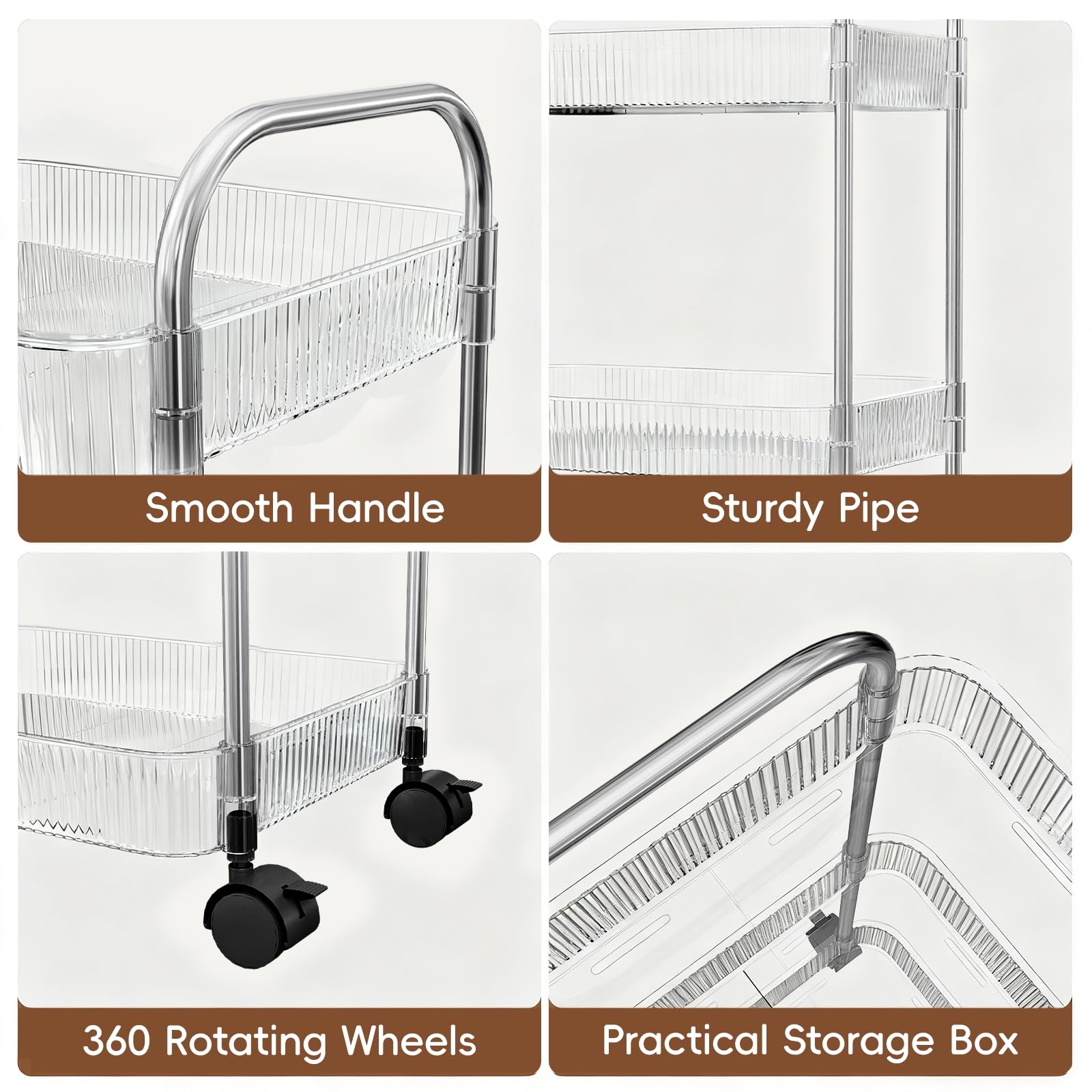 STARLATTA 3-Tier Cart in bathroom shows compact storage for toiletries and towels.