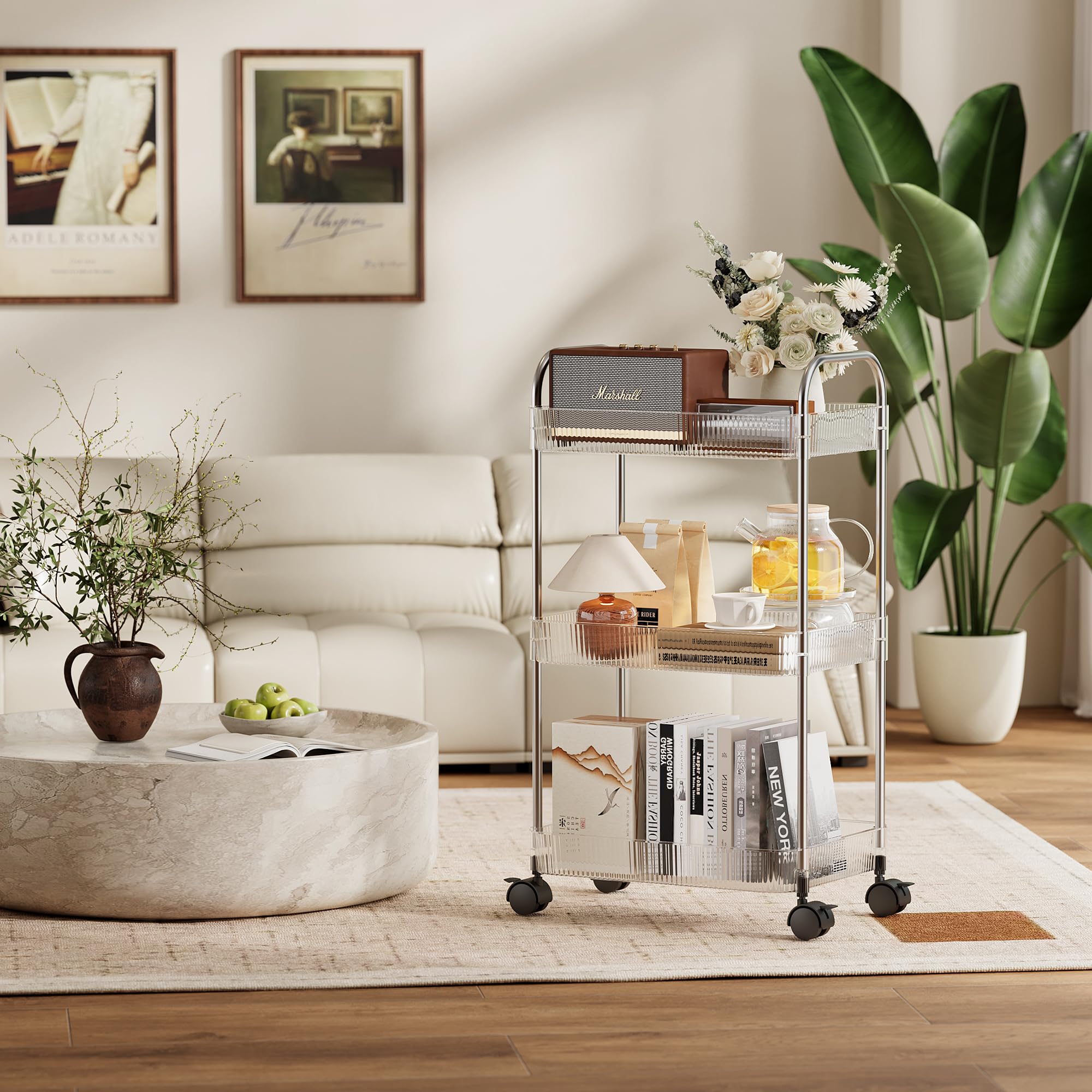 STARLATTA 3-Tier Cart storage ideas show versatile pantry, nursery, or craft organization.