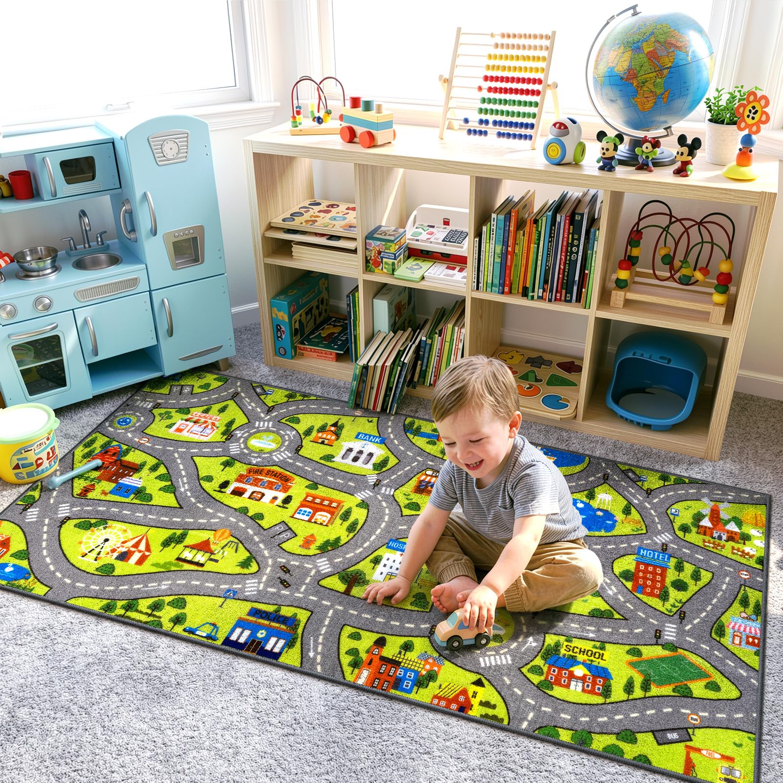 STARUIA Kids Car Rug anti-slip backing keeps playtime safe and steady.