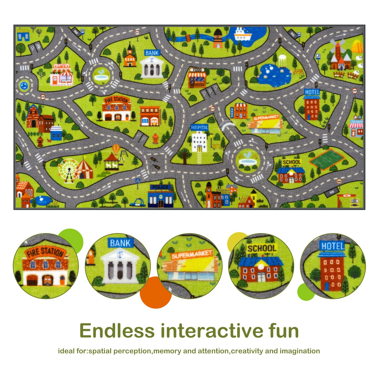 STARUIA Kids Car Rug fits bedrooms, playrooms, and nurseries for versatile décor.