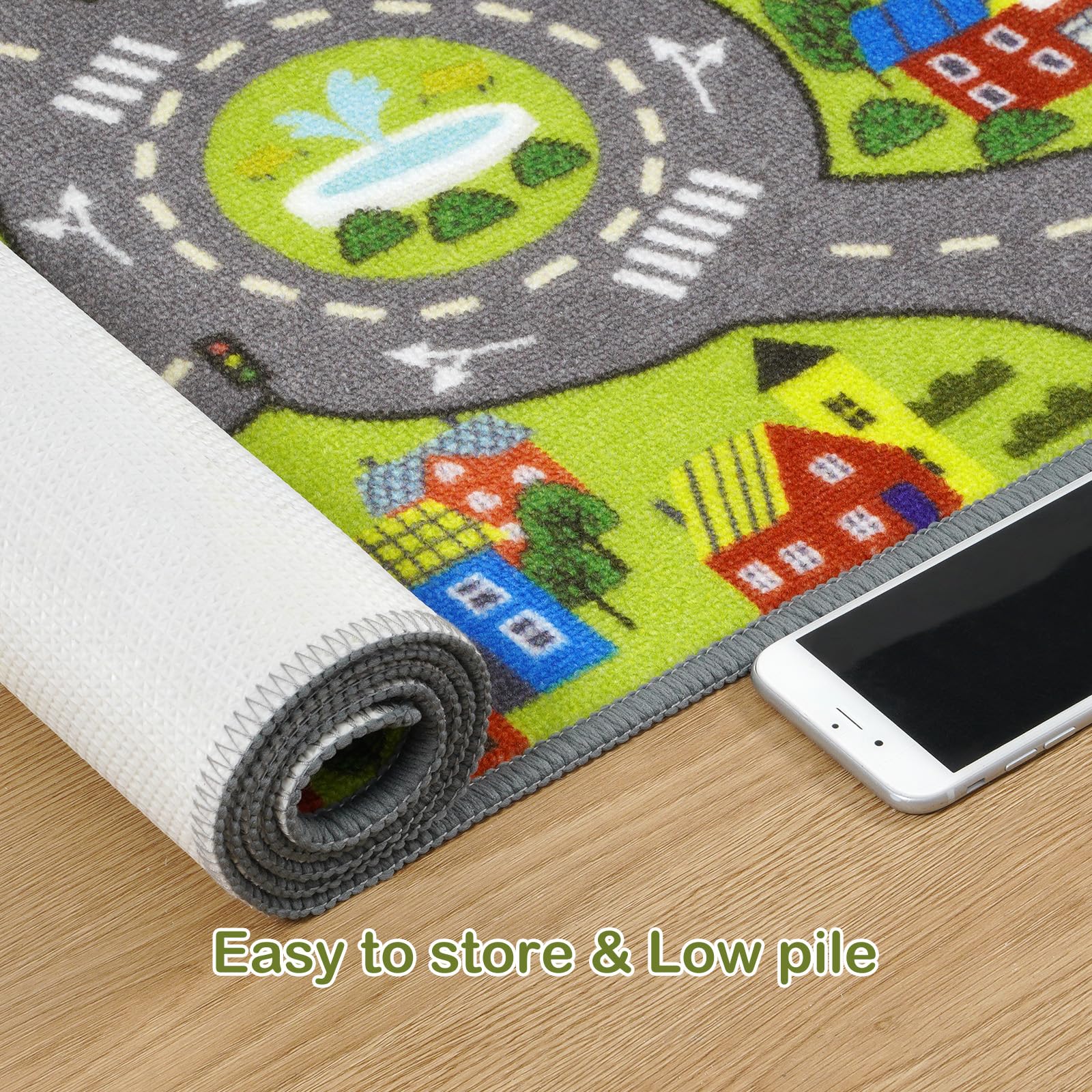 STARUIA Kids Car Rug provides a safe learning zone with a low-pile surface.