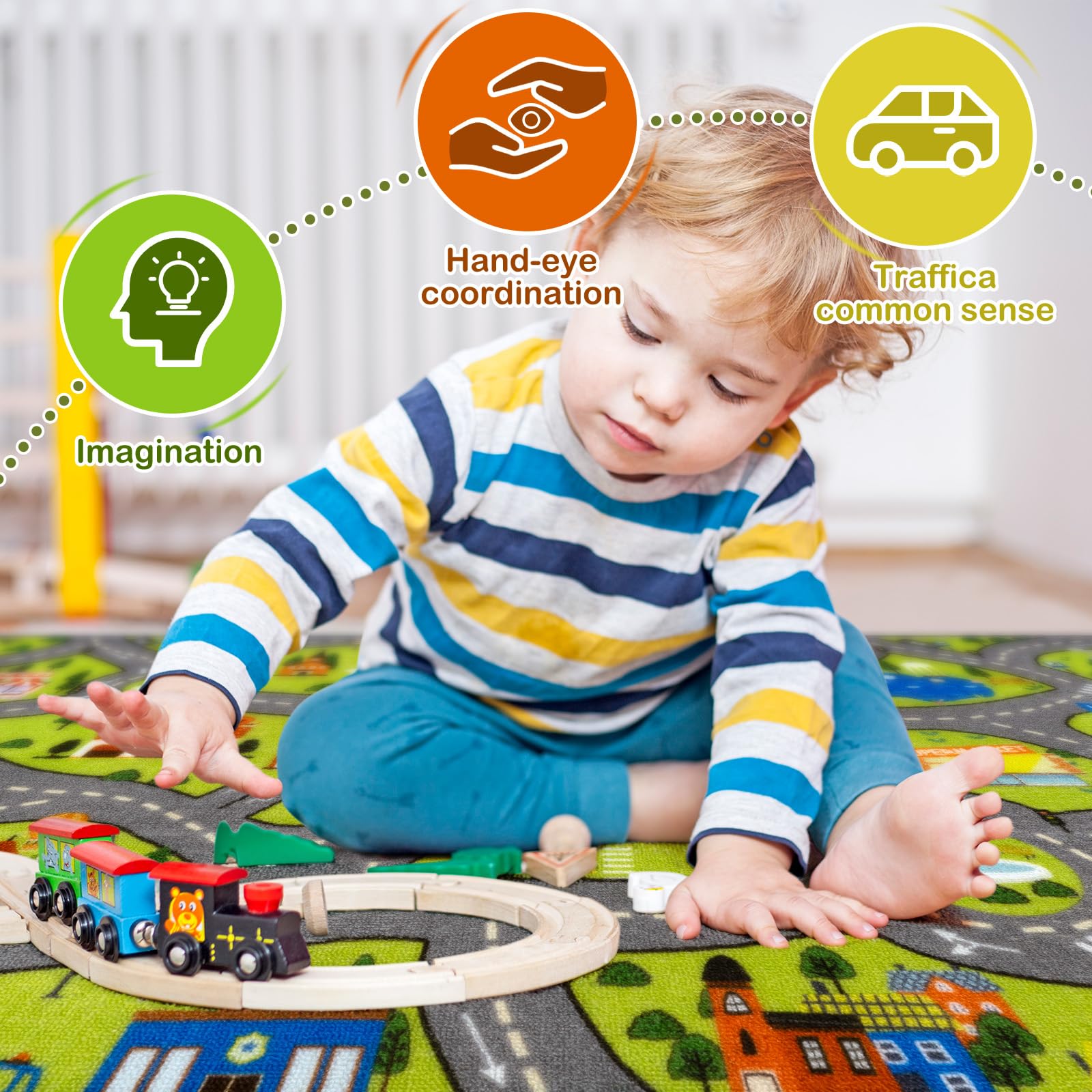 STARUIA Kids Car Rug is washable for easy cleaning after playful spills.