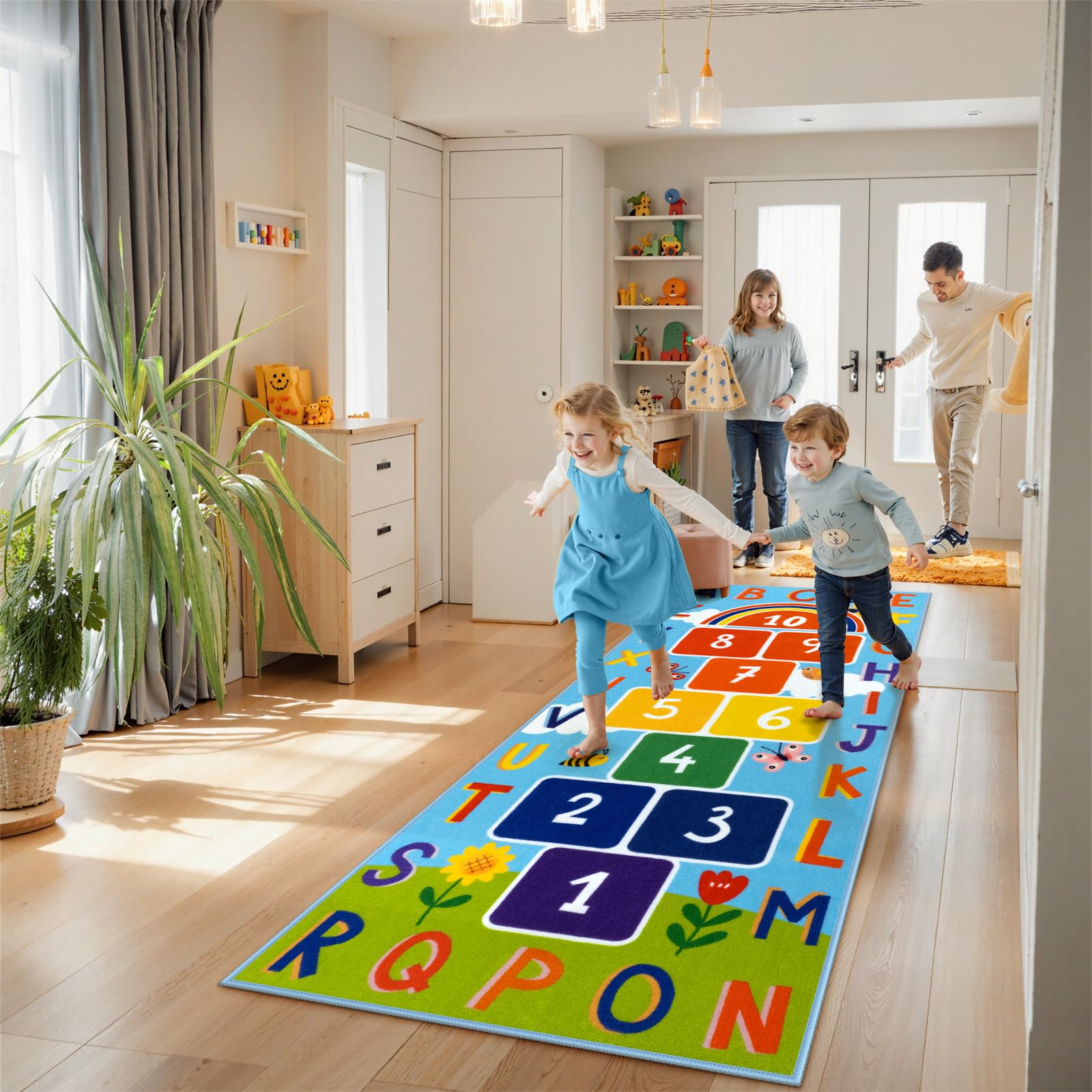 STARUIA Hopscotch Rug bedroom setup fits neatly in kids’ rooms
