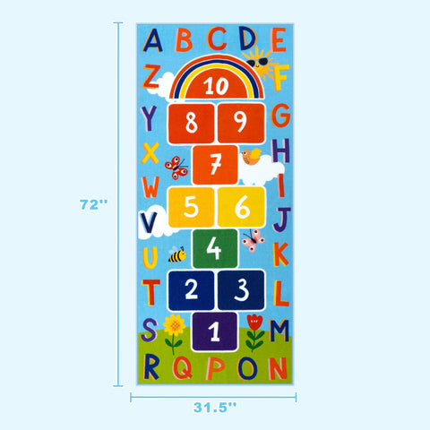 STARUIA Washable Hopscotch Rug Fairy Tale front view brightens reading corners