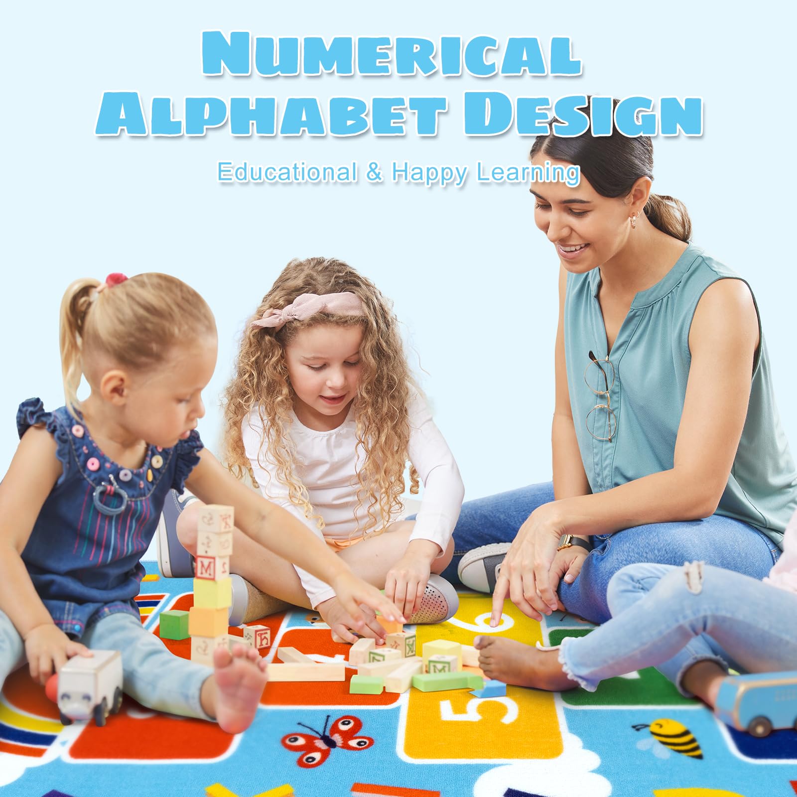 STARUIA Hopscotch Rug Non-slip back texture ensures stable play area