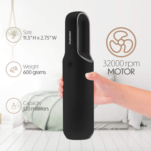 STARUMENT cordless vacuum charging via USB-C for quick top-ups