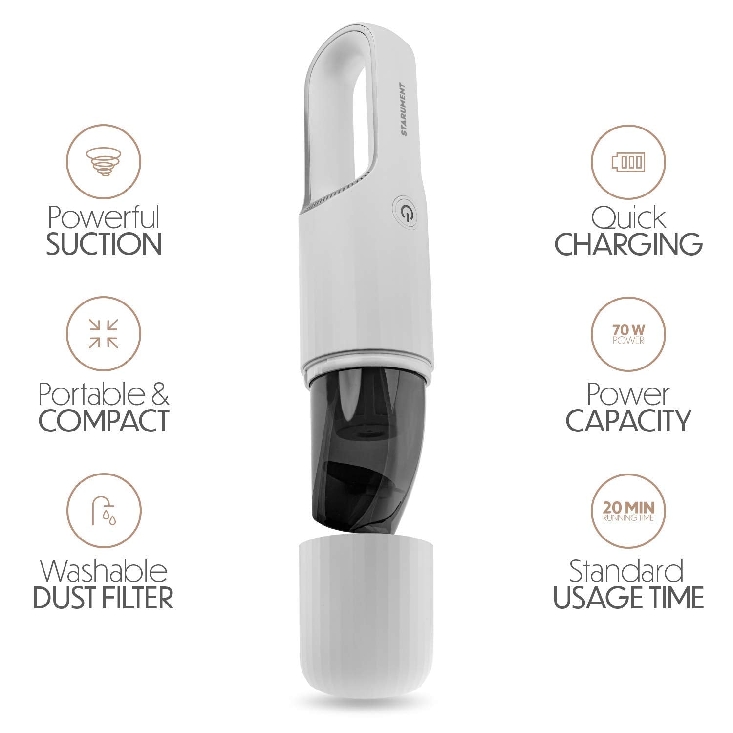 STARUMENT vacuum ideal for car interiors, sofas, and carpets