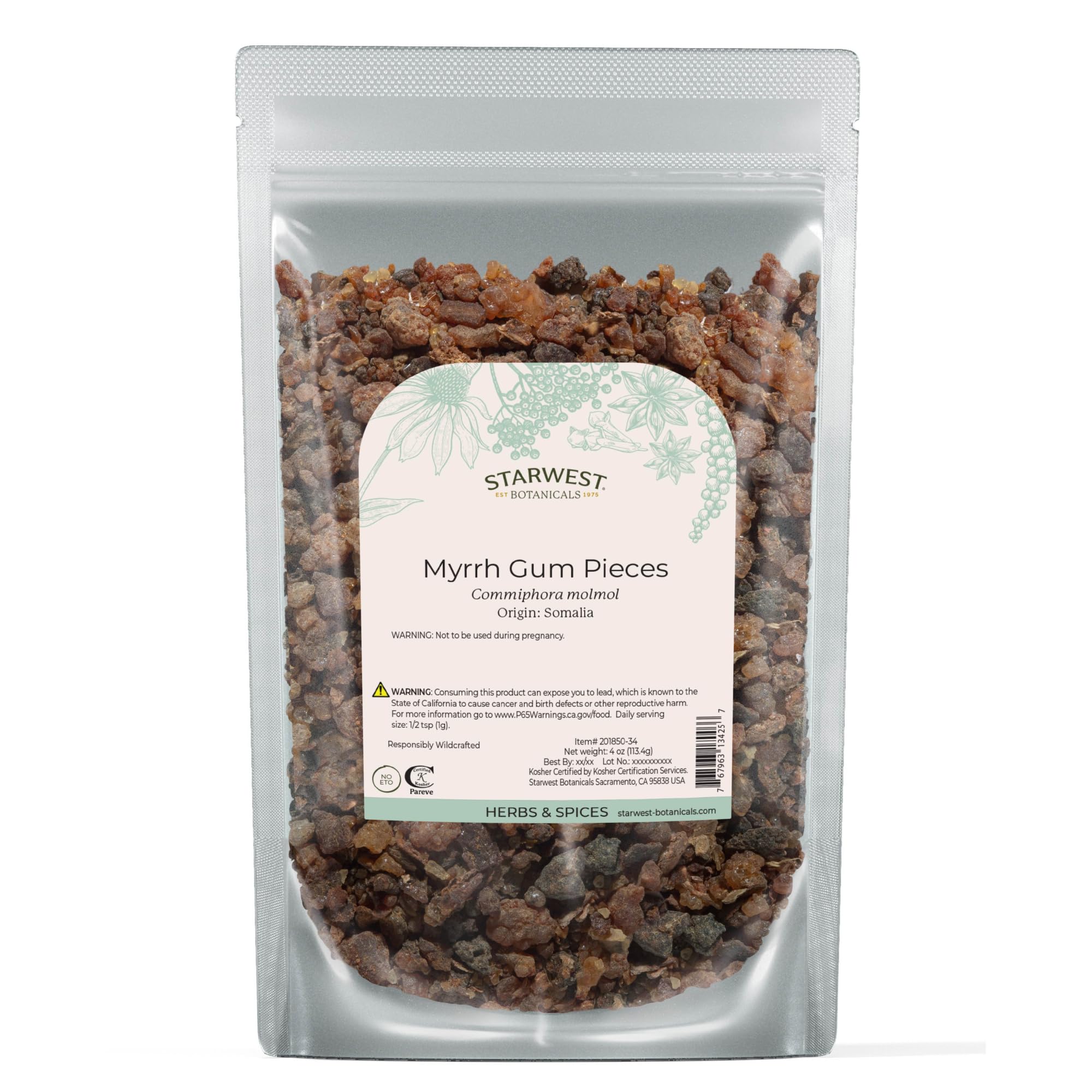 Starwest Botanicals myrrh gum pieces ideal for incense blends and natural crafts.